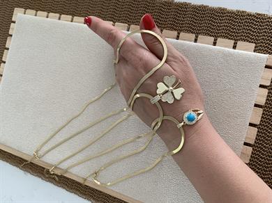 Çelik Gold 3 Lü Zirkon Taşlı Yonca Set Kolye