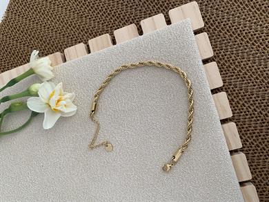Çelik Gold 3 mm Burgu Zincir Bileklik