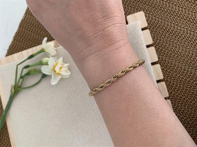 Çelik Gold 3 mm Burgu Zincir Bileklik