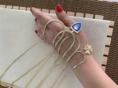 Çelik Gold 4 Lü Mavi Mineli Göz Set Kolye