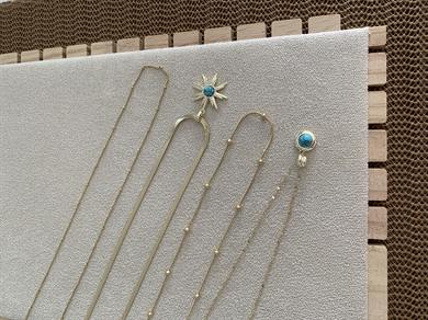 Çelik Gold 4 Lü Zirkon Taşlı Firuze Yıldız Set Kolye