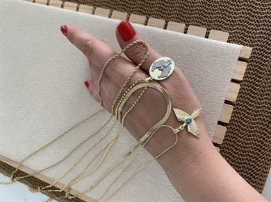 Çelik Gold 4 Lü Zirkon Taşlı Kuş Set Kolye