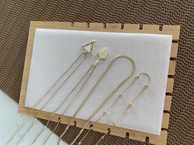 Çelik Gold 4 Lü Zirkon Taşlı Üçgen Tasarım Set Kolye