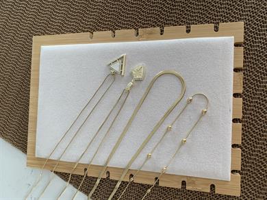 Çelik Gold 4 Lü Zirkon Taşlı Üçgen Tasarım Set Kolye