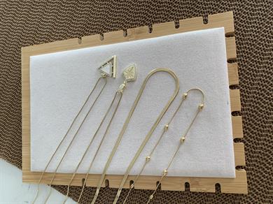 Çelik Gold 4 Lü Zirkon Taşlı Üçgen Tasarım Set Kolye