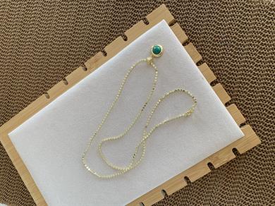 Çelik Gold 60 Cm Ezme Zincirli Firuze Daire Kolye