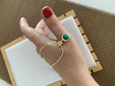 Çelik Gold 60 Cm Ezme Zincirli Firuze Daire Kolye