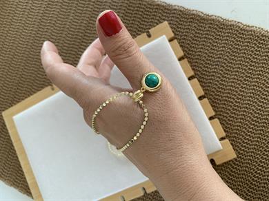 Çelik Gold 60 Cm Ezme Zincirli Firuze Daire Kolye