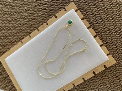 Çelik Gold 60 Cm Ezme Zincirli Firuze Daire Kolye