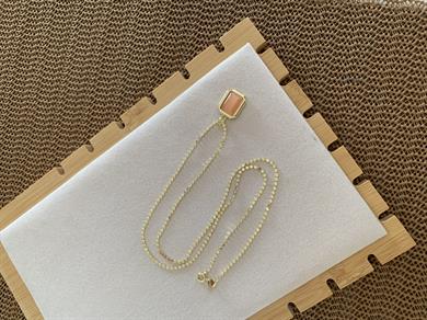 Çelik Gold 60 Cm Ezme Zincirli Sdf Turuncu Kare Kolye