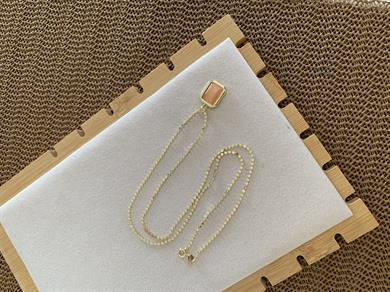 Çelik Gold 60 Cm Ezme Zincirli Sdf Turuncu Kare Kolye