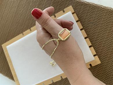 Çelik Gold 60 Cm Ezme Zincirli Sdf Turuncu Kare Kolye