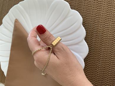 Çelik Gold Burgu Zincir Külçe Altın Tasarım Kolye