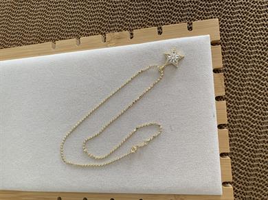 Çelik Gold Ezme Zincir Zirkon Taşlı Baget Yıldız Kolye