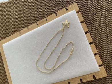 Çelik Gold Ezme Zincir Zirkon Taşlı Deniz Yıldız Kolye
