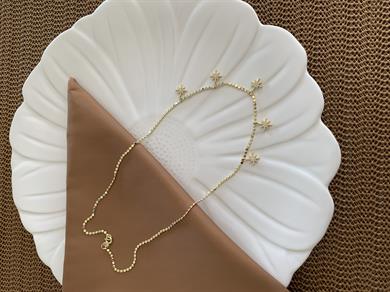 Çelik Gold Ezme Zincir Zirkon Taşlı Kutup Yıldız Kolye