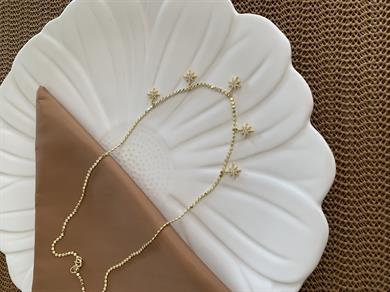 Çelik Gold Ezme Zincir Zirkon Taşlı Kutup Yıldız Kolye