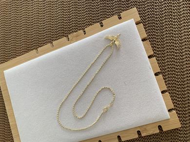 Çelik Gold Ezme Zincir Zirkon Taşlı Melek Kanatlı Kolye