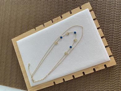 Çelik Gold İkili İnce Zincir Nazar Yonca Sıralı Kolye