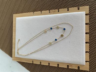 Çelik Gold İkili İnce Zincir Nazar Yonca Sıralı Kolye