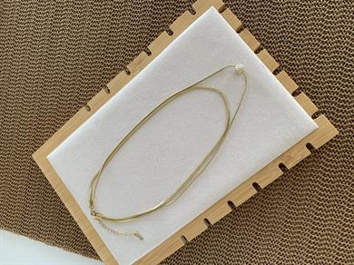 Çelik Gold İkili İtalyan Zincir Zirkon Taşlı Topçuk Kolye