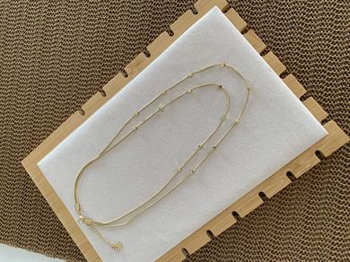 Çelik Gold İkili Küp İtalyan Zincirli Kolye