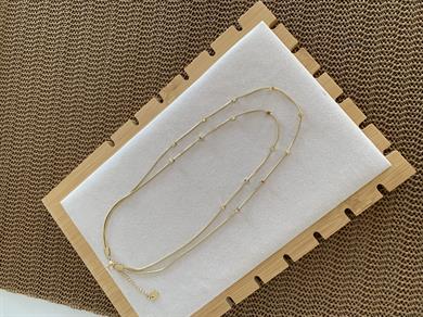 Çelik Gold İkili Küp İtalyan Zincirli Kolye