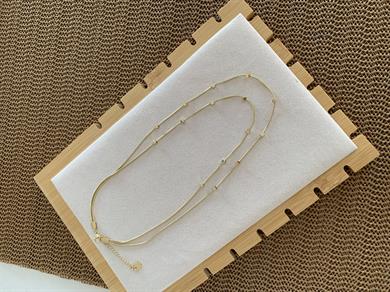 Çelik Gold İkili Küp İtalyan Zincirli Kolye