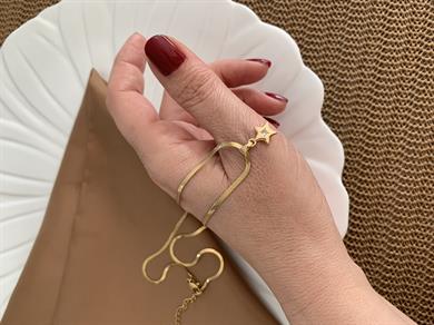 Çelik Gold İnce İtalyan Tek Taşlı Mini Yıldız Kolye