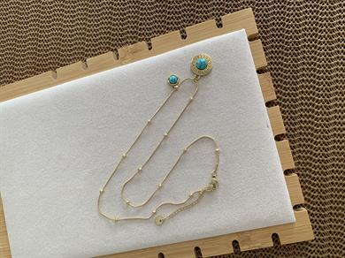 Çelik Gold  İnce İtalyan Topçuk Zincirli Fruze Daire Kolye