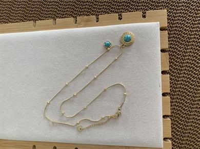 Çelik Gold  İnce İtalyan Topçuk Zincirli Fruze Daire Kolye