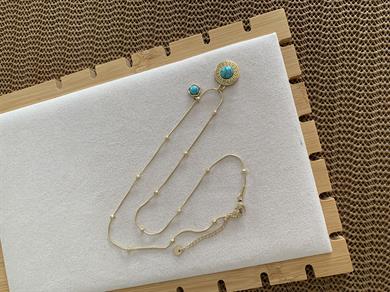 Çelik Gold  İnce İtalyan Topçuk Zincirli Fruze Daire Kolye