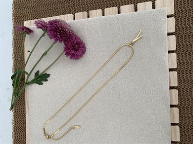 Çelik Gold İnce İtalyan Zincir Baget Tek Taş Tasarım Kolye