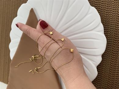 Çelik Gold İnce İtalyan Zincir Mini Figürlü Kolye