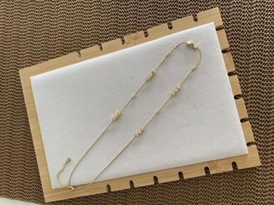 Çelik Gold İnce İtalyan Zincir Plaka Küp Sıralı Kolye