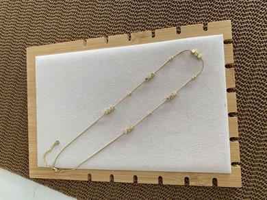 Çelik Gold İnce İtalyan Zincir Plaka Küp Sıralı Kolye