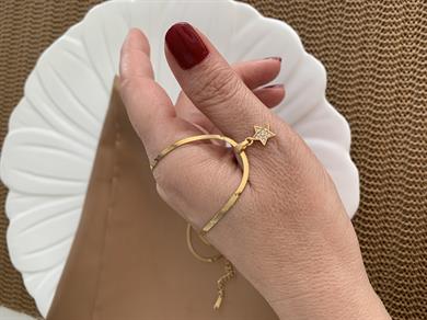 Çelik Gold İnce İtalyan Zincir Zirkon Taşlı Mini Yıldız Kolye