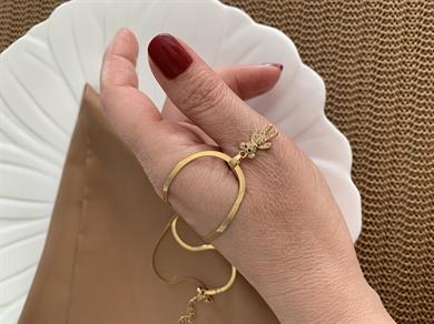 Çelik Gold İnce İtalyan Zincir Zirkon Taşlı Ayıcıklı Kolye