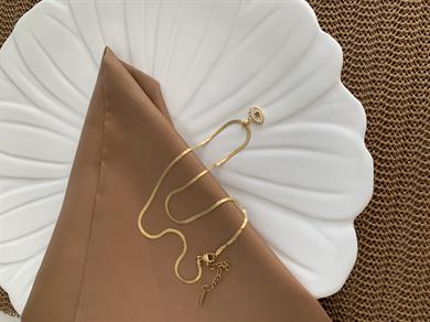 Çelik Gold İnce İtalyan Zincir Zirkon Taşlı Kirpikli Göz Kolye