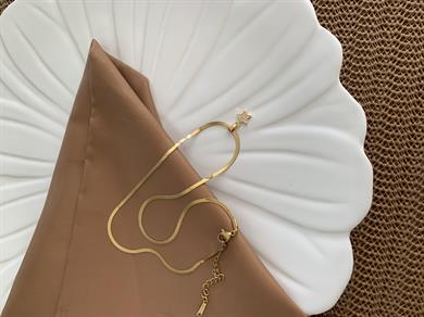 Çelik Gold İnce İtalyan Zincir Zirkon Taşlı Mini Yıldız Kolye