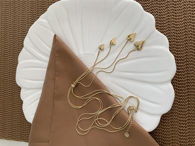 Çelik Gold İnce Küp İtalyan Zincir Biyeli Kalp Y Kolye