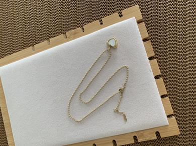 Çelik Gold  İnce Topçuk Zincirli Sdf Kalp Kolye