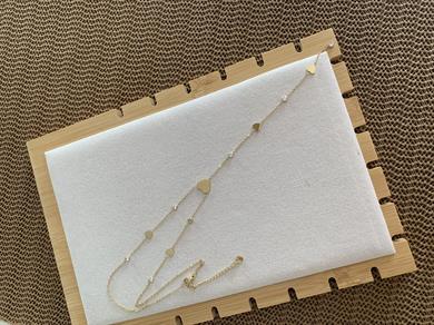 Çelik Gold İnce Zincir Tek Taş Kalp Sıralı Y Kolye