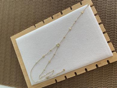 Çelik Gold İnce Zincir Tek Taş Yıldız Sıralı Y Kolye