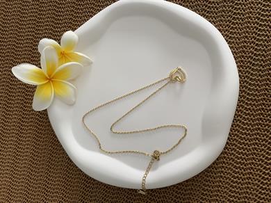 Çelik Gold İnce Zincir Zirkon Taşlı Düğüm Kalp Kolye