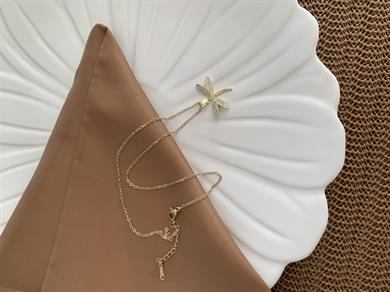 Çelik Gold İnce Zincir Zirkon Taşlı Yusufçuk Kolye