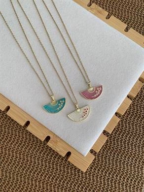 Çelik Gold İnce Zincirli Sdf Yelpaze Kolye