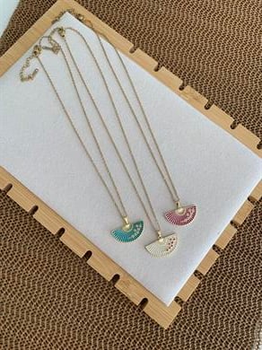 Çelik Gold İnce Zincirli Sdf Yelpaze Kolye