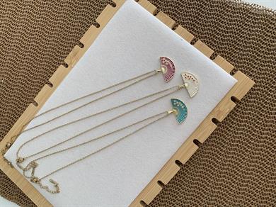 Çelik Gold İnce Zincirli Sdf Yelpaze Kolye