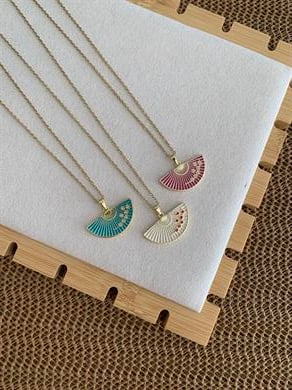 Çelik Gold İnce Zincirli Sdf Yelpaze Kolye